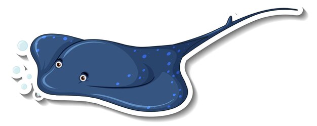 Plantilla de etiqueta con personaje de dibujos animados de mantarraya aislado