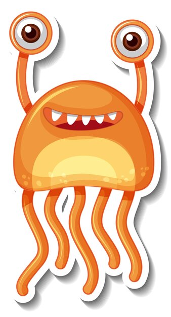 Plantilla de etiqueta con un personaje de dibujos animados de monstruo alienígena aislado