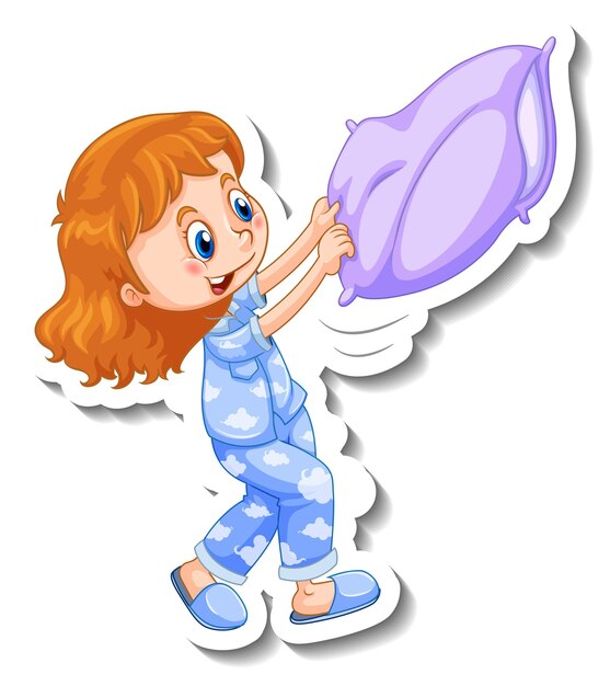 Plantilla de etiqueta con un personaje de dibujos animados de niña aislado
