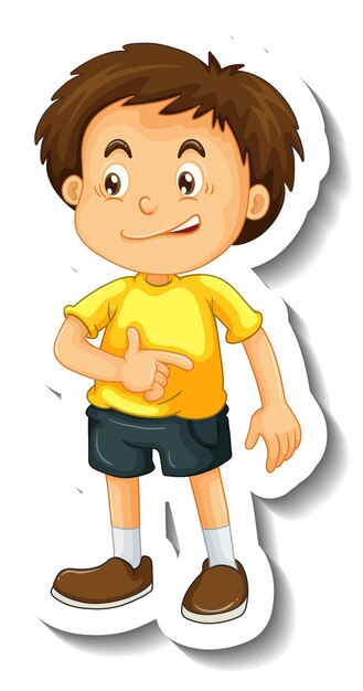 Plantilla de etiqueta con un personaje de dibujos animados de niño aislado