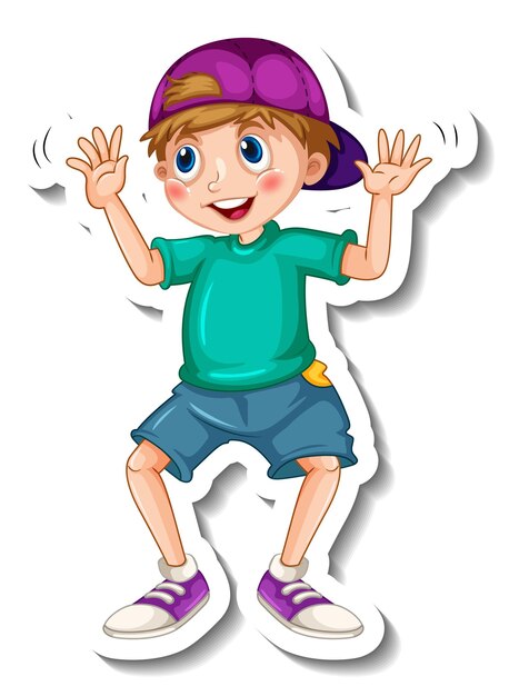 Plantilla de etiqueta con un personaje de dibujos animados de niño aislado