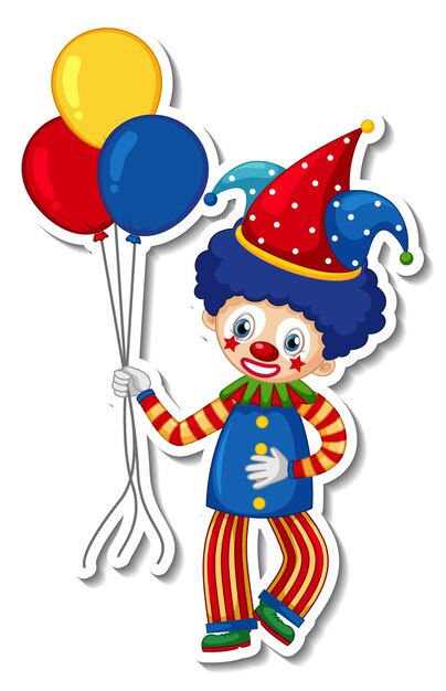 Plantilla de etiqueta con personaje de dibujos animados de payaso feliz