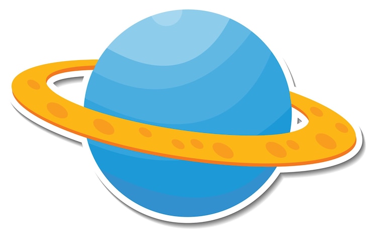 Vector gratuito una plantilla de etiqueta con saturno en estilo de dibujos animados aislado
