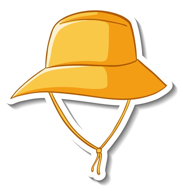 Una plantilla de etiqueta con un sombrero de cubo amarillo aislado