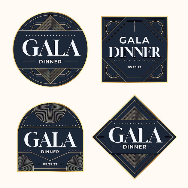 Vector gratuito plantilla de etiquetas de cena de gala de lujo