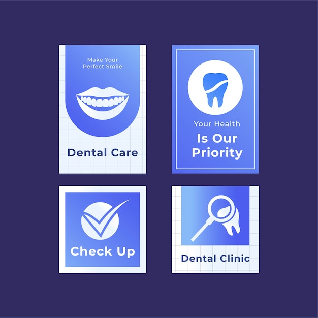 Vector gratuito plantilla de etiquetas de clínica dental degradada