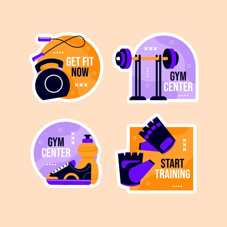 Vector gratuito plantilla de etiquetas de entrenamiento en el gimnasio