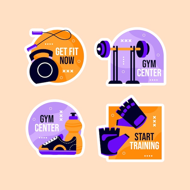 plantilla de etiquetas de entrenamiento en el gimnasio