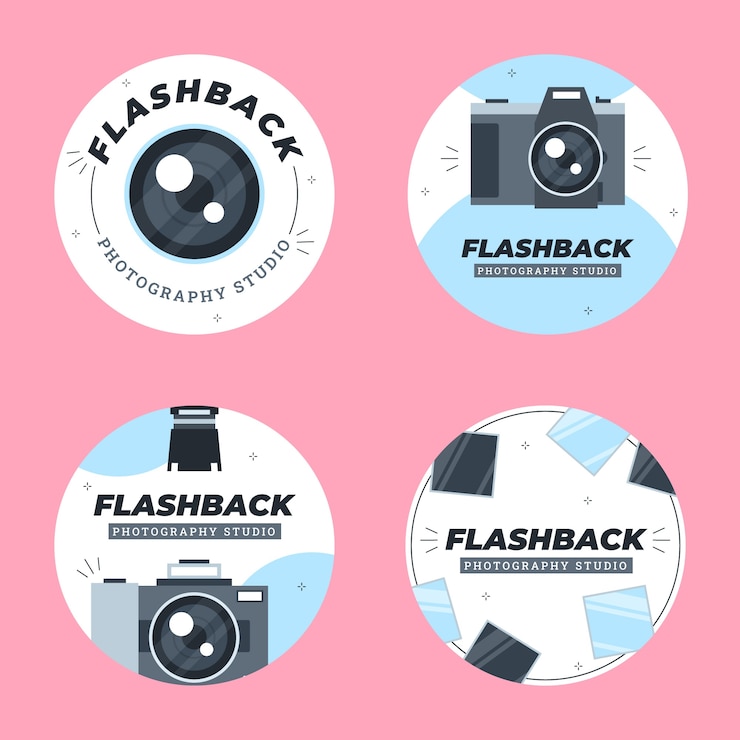 Vector gratuito plantilla de etiquetas de estudio de fotografía mínima