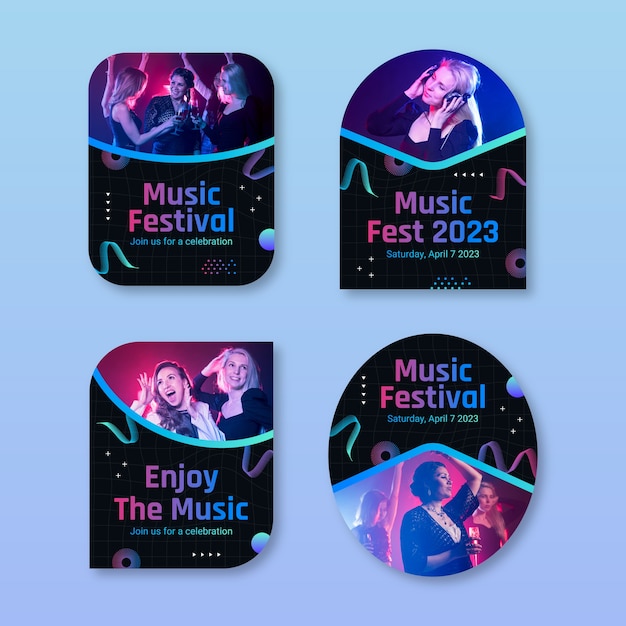 Vector gratuito plantilla de etiquetas de festival de música