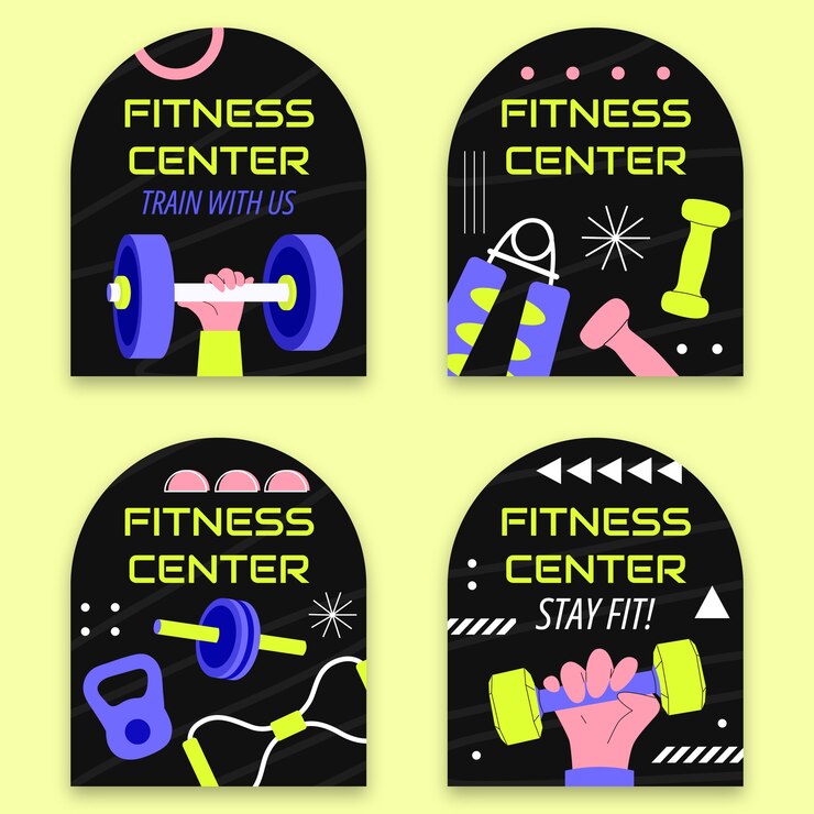 Vector gratuito plantilla de etiquetas de gimnasio