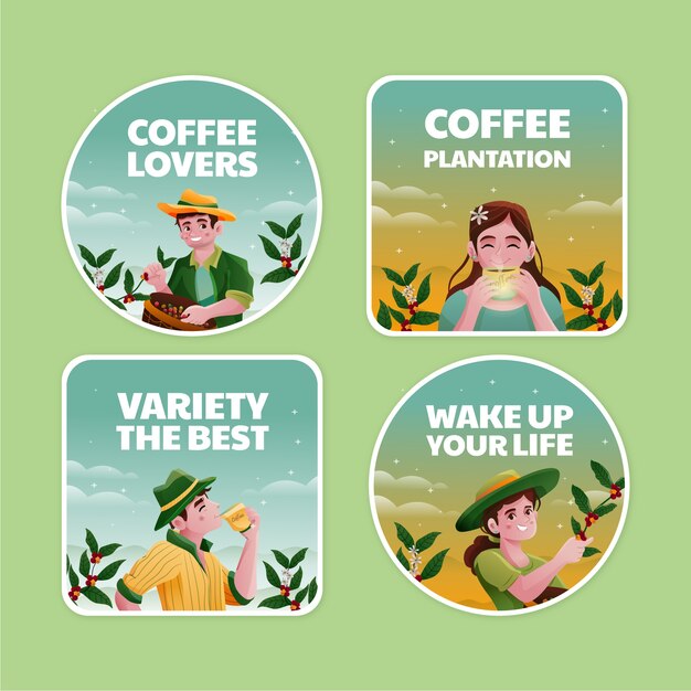 Plantilla de etiquetas de plantación de café degradado