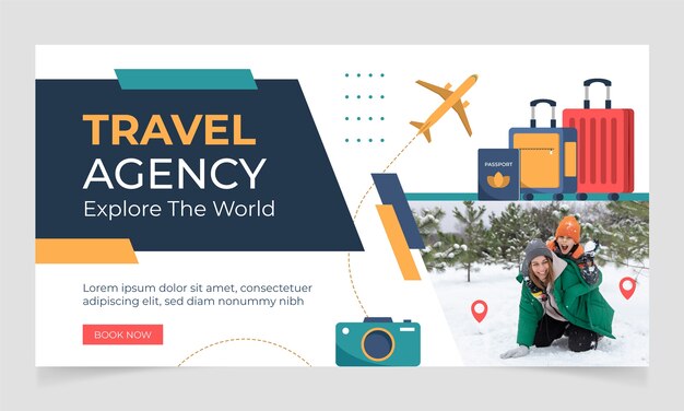 Plantilla de facebook de agencia de viajes de diseño plano