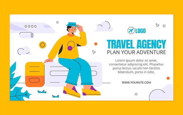 Plantilla de facebook de agencia de viajes de diseño plano