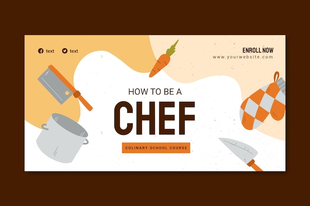 Plantilla de facebook de carrera de chef dibujada a mano
