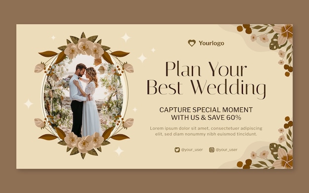 Vector gratuito plantilla de facebook de celebración de boda de diseño plano