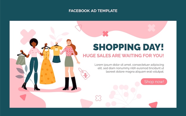 Plantilla de facebook de centro comercial de diseño plano