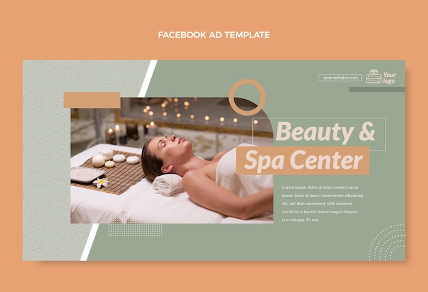 Vector gratuito plantilla de facebook de centro de spa de diseño plano