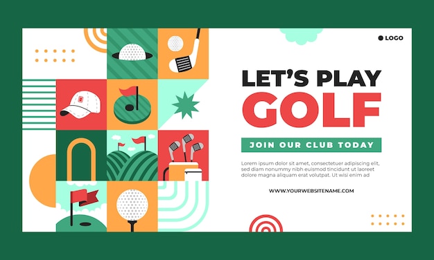 Vector gratuito plantilla de facebook de club de golf de diseño plano