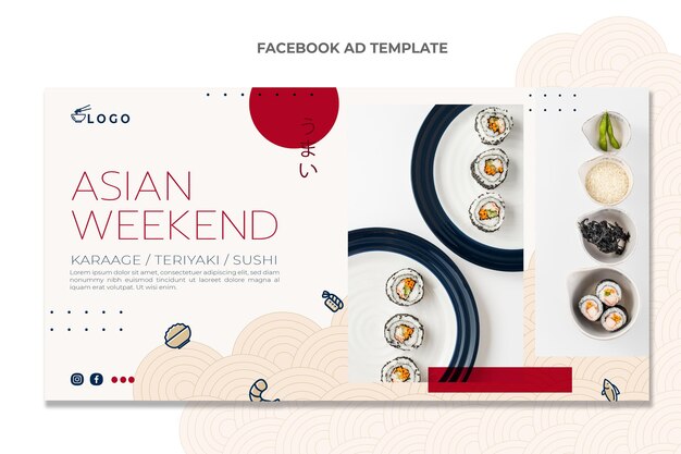 Plantilla de facebook de comida de estilo plano