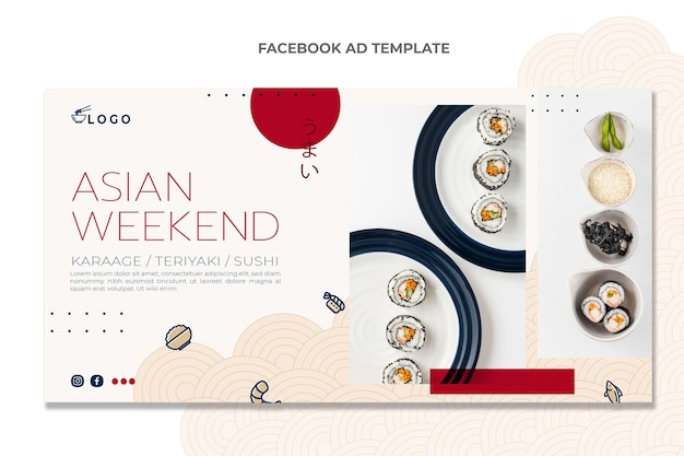 Plantilla de facebook de comida de estilo plano