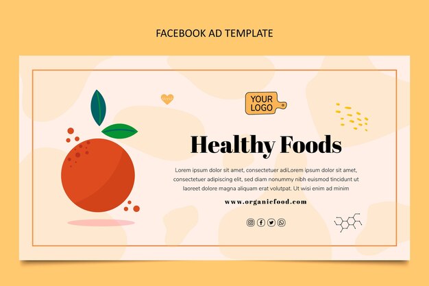 Vector gratuito plantilla de facebook de comida plana