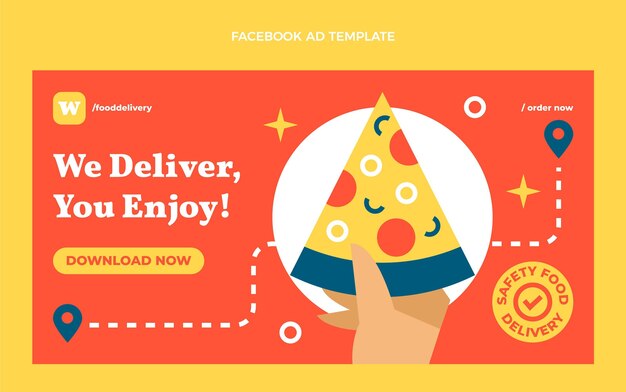 Plantilla de facebook de comida plana