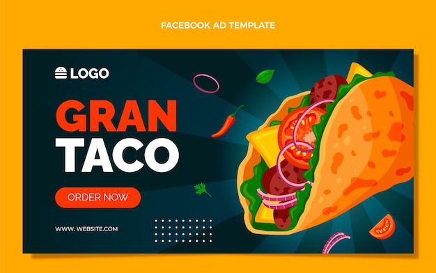 Vector gratuito plantilla de facebook de comida rápida de diseño plano