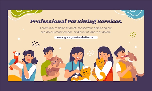 Vector gratuito plantilla de facebook para cuidar mascotas