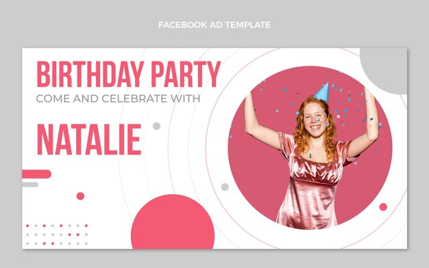 Plantilla de facebook de cumpleaños mínimo de diseño plano