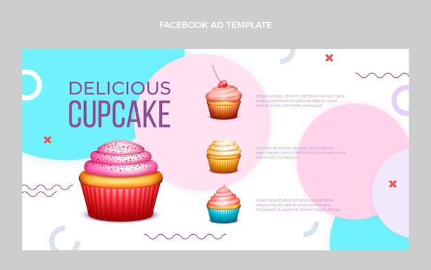 Plantilla de facebook de cupcake delicioso realista