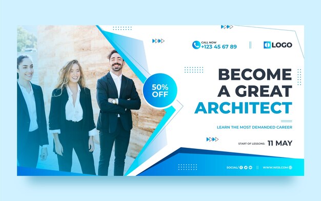 Plantilla de facebook de desarrollo de arquitectura degradada