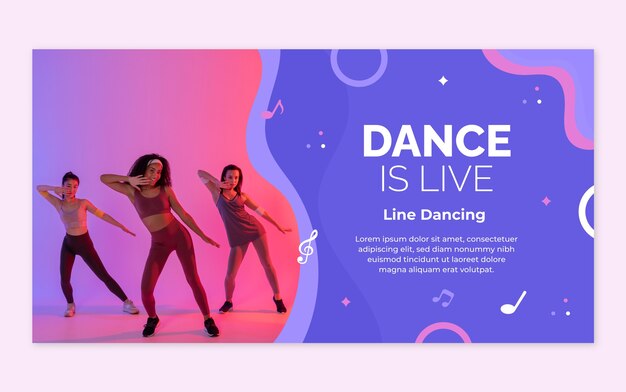 Plantilla de facebook dinámica de escuela de baile dibujada a mano