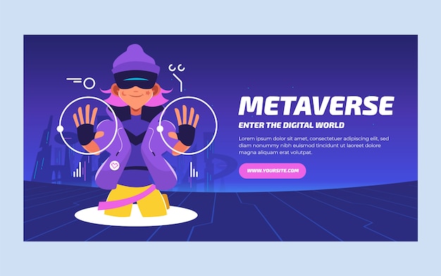 Vector gratuito plantilla de facebook dinámica de metaverso dibujada a mano