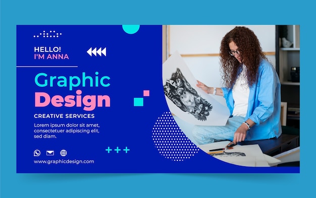 Vector gratuito plantilla de facebook de diseñador gráfico de diseño plano