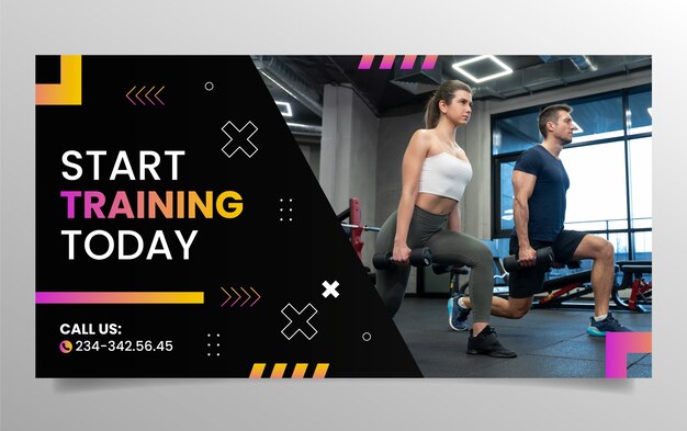 Plantilla de facebook de entrenador personal degradado