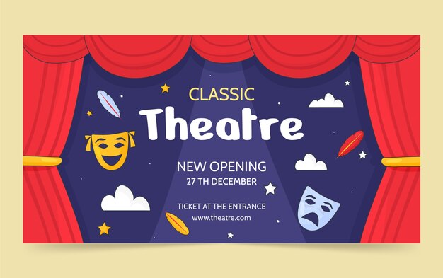 Plantilla de facebook de espectáculo de teatro dibujado a mano