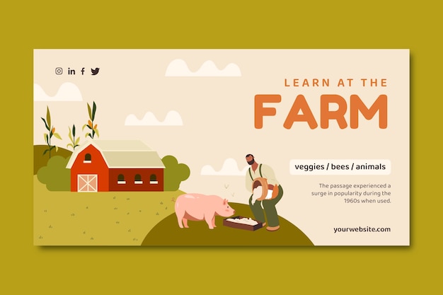 Vector gratuito plantilla de facebook de estilo de vida de granja dibujada a mano