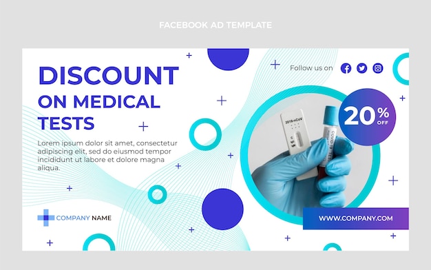 Vector gratuito plantilla de facebook gradiente de pruebas médicas