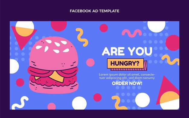 Plantilla de facebook de hamburguesa de diseño plano