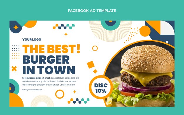 Plantilla de facebook de hamburguesa de diseño plano