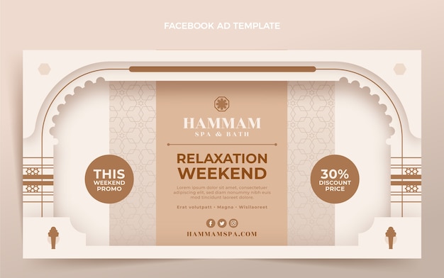 Vector gratuito plantilla de facebook de hammam de diseño plano