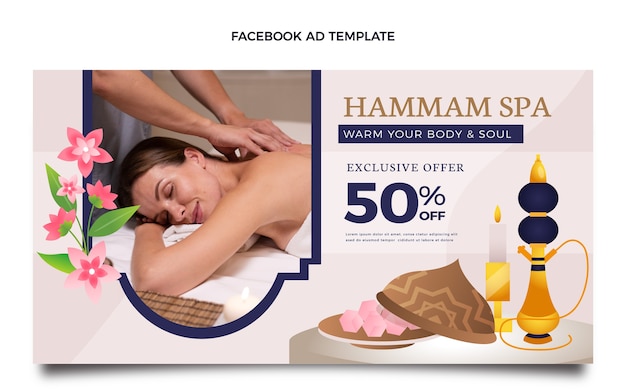 Vector gratuito plantilla de facebook de hammam realista