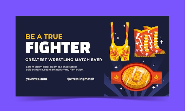 Plantilla de facebook de lucha libre dibujada a mano