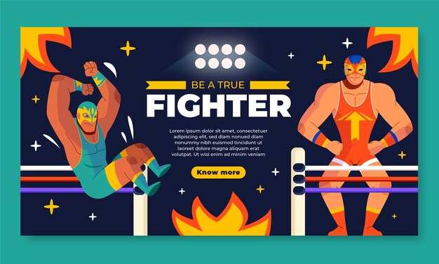 Plantilla de facebook de lucha libre dibujada a mano