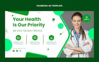 Vector gratuito plantilla de facebook médica de diseño plano