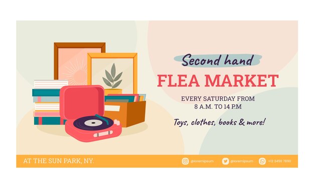 Plantilla de facebook de mercado de pulgas de segunda mano