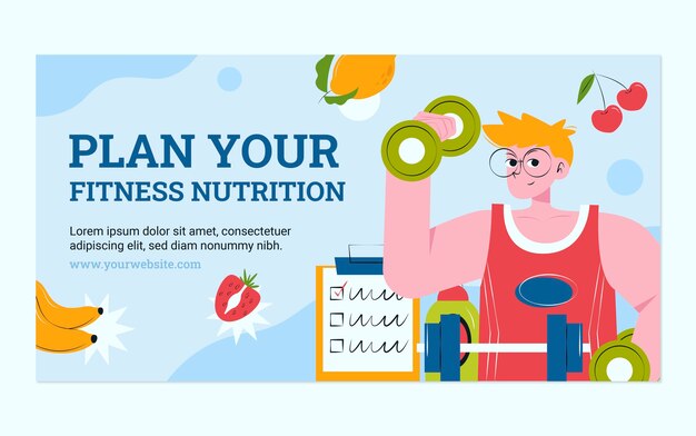 Plantilla de facebook de nutrición fitness dibujada a mano