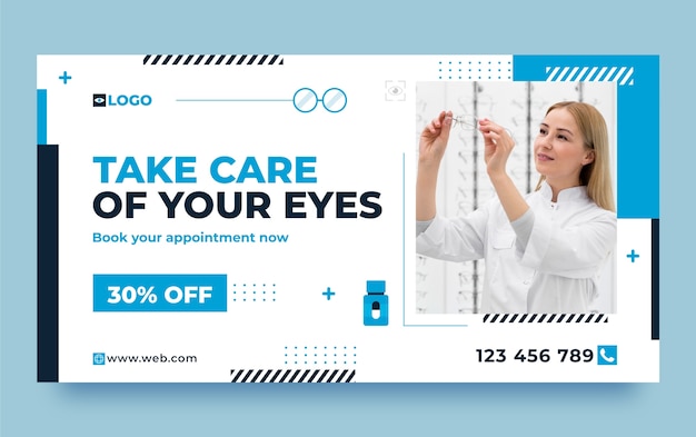 Vector gratuito plantilla de facebook de optometrista de diseño plano