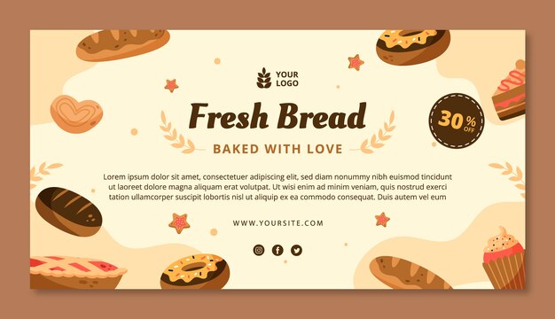 Plantilla de facebook de panadería dibujada a mano